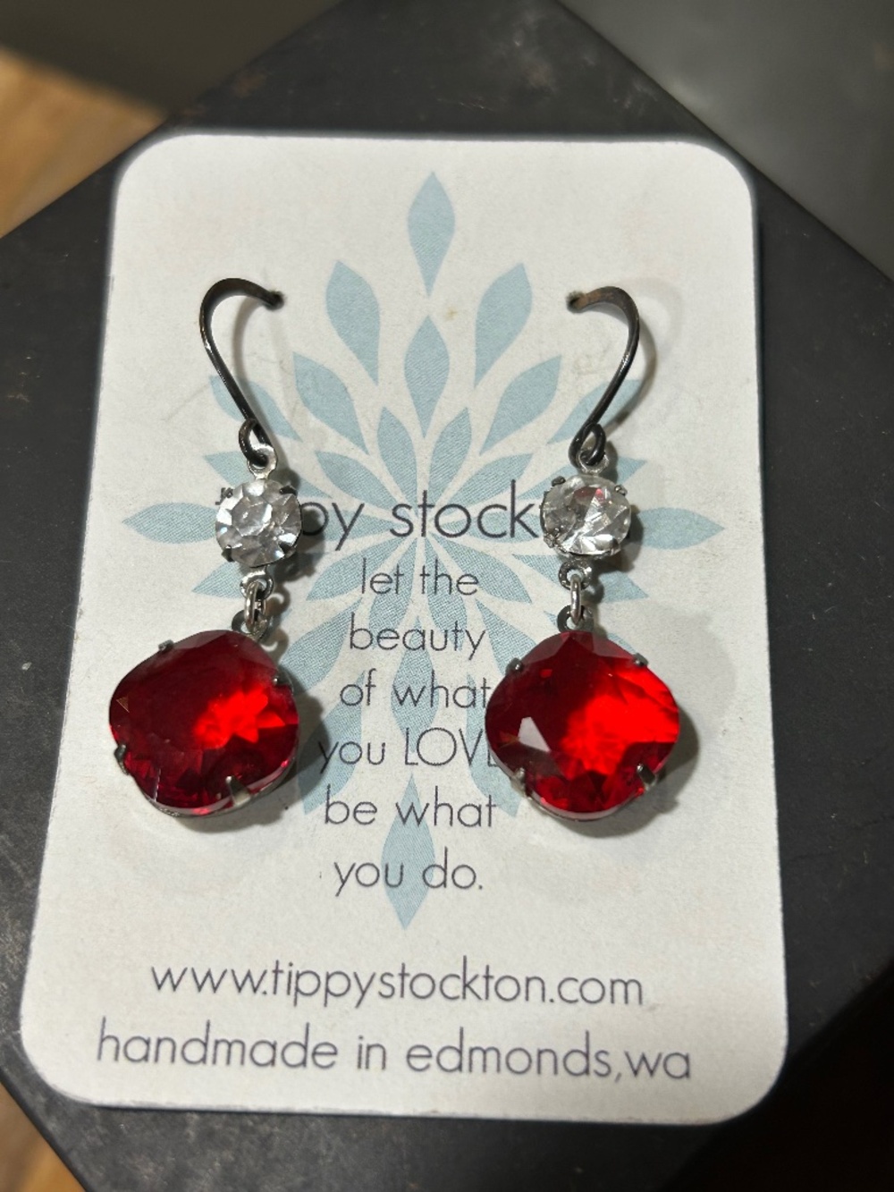 Beautiful new Tippy Stockton ruby red  earrings